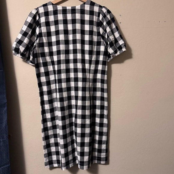 NWT Loft black and white gingham button down linen blend dress Size 10 - Picture 13 of 14